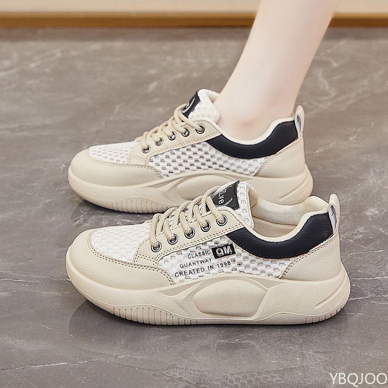 Fashion Summer Women's Shoes New White Shoes Simple Comfortable for Female Students Mesh Breathable Height Increasing Casual Board Shoes