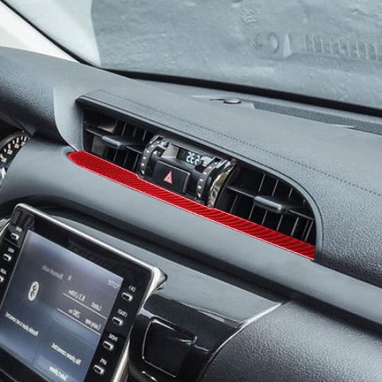 Red Carbon Fiber Car Front Center AC Vent Below Sitcker For Toyota Hilux 2015-21