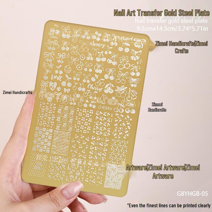 Gold 2025 Bowknot Floral Nail Stamping Plate