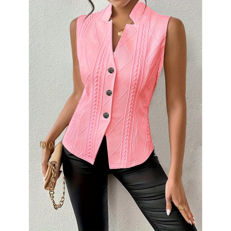 

Женская новая мода пригородный костюм на пуговицах майка майка XXL персиковый