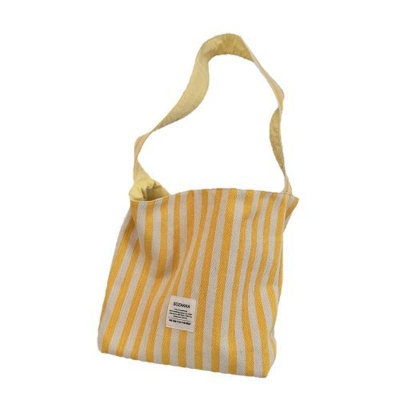Canvas Bag Women's Trend Striped Fashion Versatile Shoulder Bag Shopping with Commuter Shoulder Bag