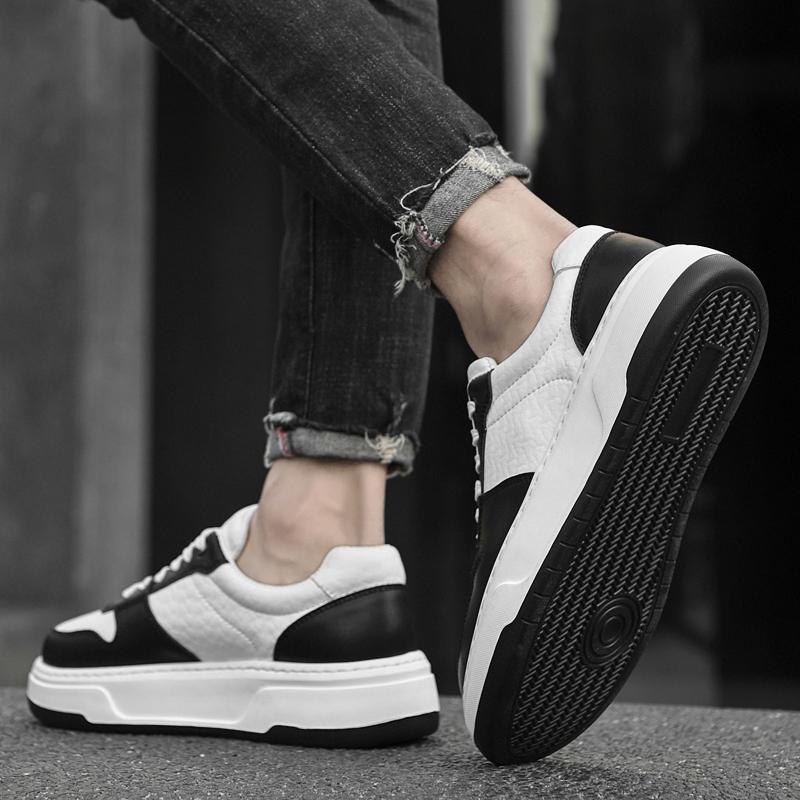 Men Shoes Lace Up Soft Genuine Leather Casual Outdoor Shoes Black White Breathable Adult Anti Slip Camping Footwear Male Shoes