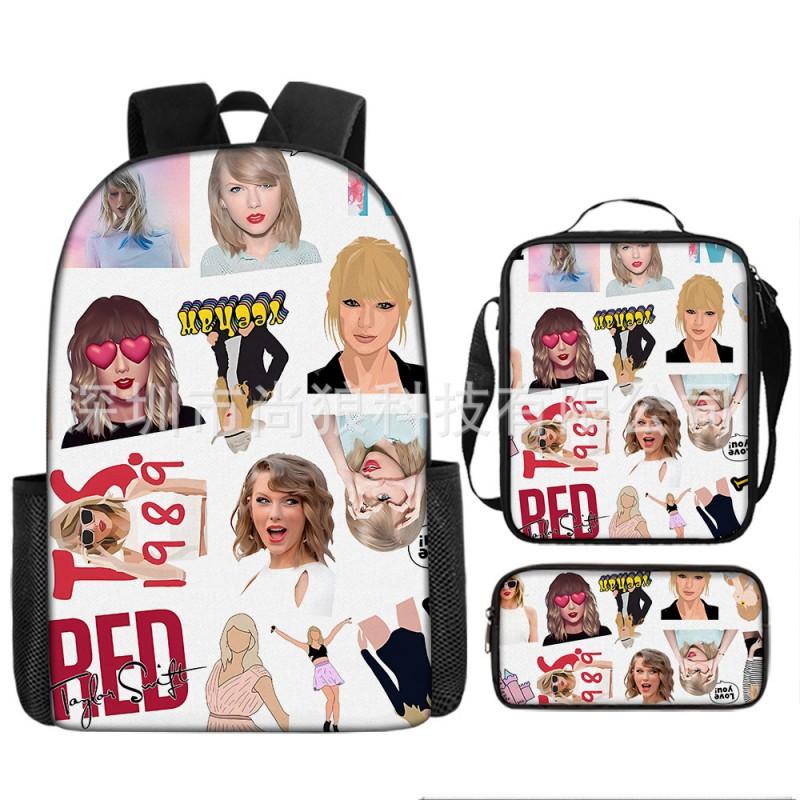 Taylor Swift Themed Kids School Backpack Set Elementary Students Oxford Fabric Breathable Lightweight With Padded Straps