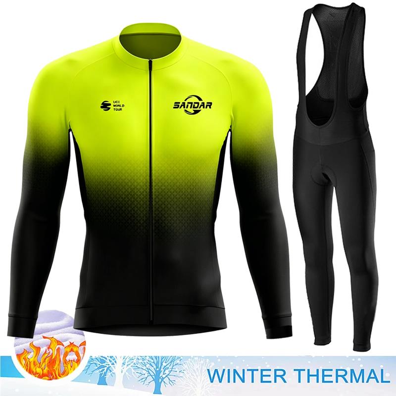 Men Winter Fleece Thermal Jacket MTB Bicycle Clothing Long Sleeve Cycling Jerseys Set Ciclismo Outdoor Warm Cothes Pants