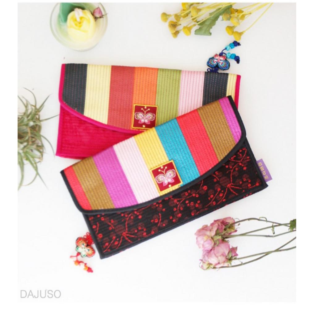Colorful Silk Korean Quilted Long Wallet