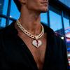 Hip Hop Persönlichkeit Liebe Anhänger Herren Diamant Halskette HIPHOP Schmuck Europäische und Amerikanische Cubanische Kette Bemalter Öl Herz Anhänger