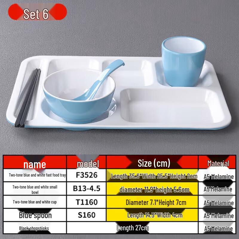 A5 Melamine 5-Compartment Meal Plate