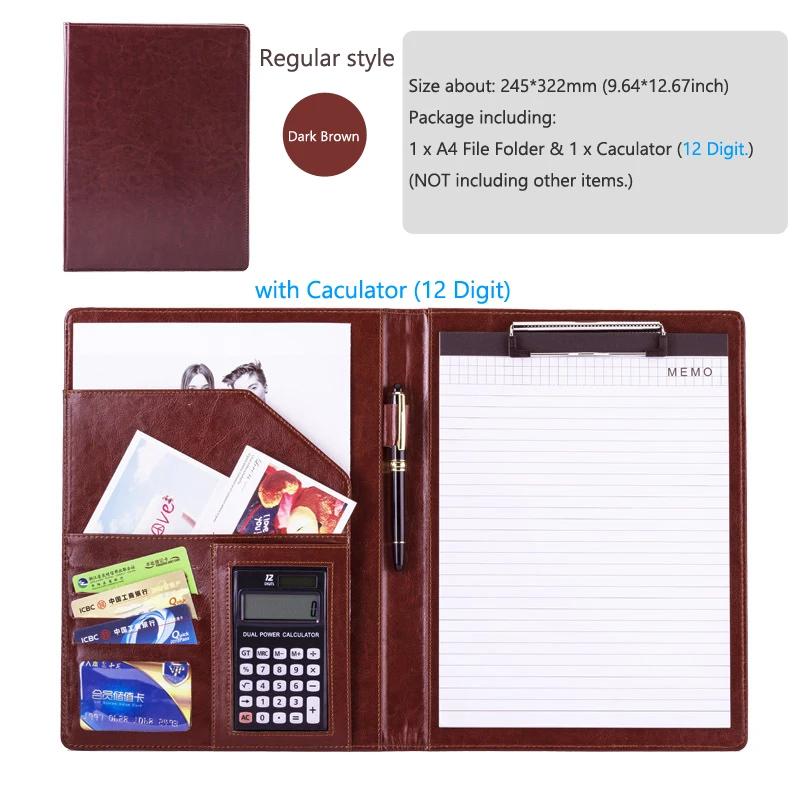 A4 Padfolio Man PU Padfolio File Folder Portfolio Business Document Holder Metal Clipboard Pad Document Organizer Holder Office