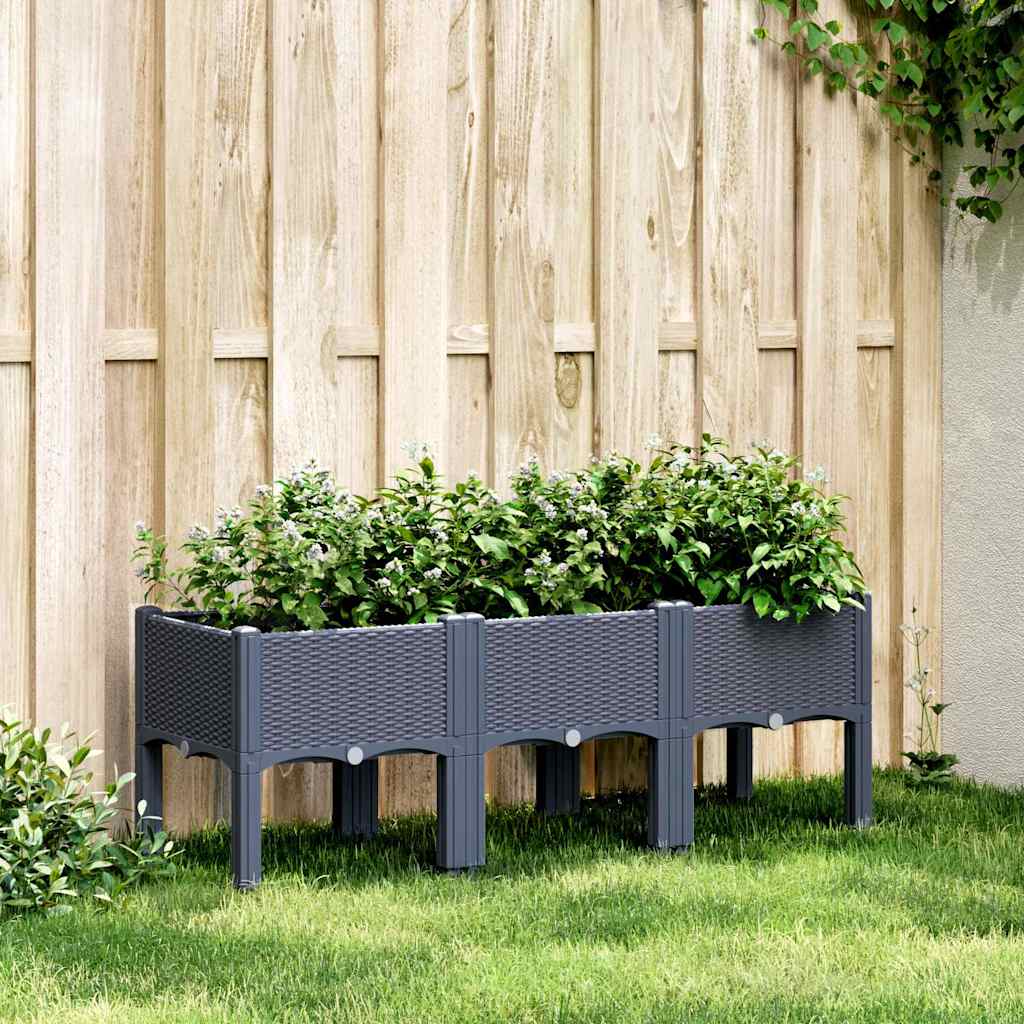 Planter with Legs Blue Grey 120 x 40 x 42 cm PP