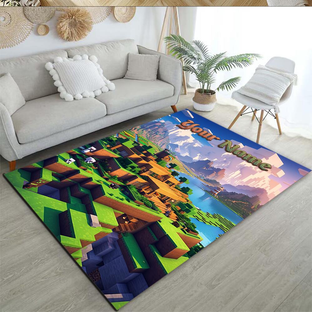 Minecraft Personalized Text Area Rug Design For Bedrooms Study Room Living Rooms Kitchen Antislip Carpet Anime Office Decor Wedding Party Gift