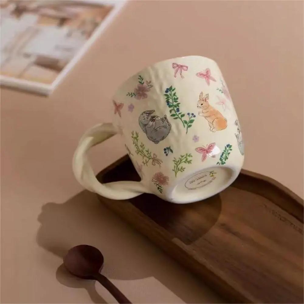 Mori Cloth Texture Ceramic Cup Creative Fried Dough Twists Handle Cartoon Coffee Cup