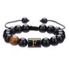 Black Diamond & Tiger Eye Beaded Adjustable Couple Bracelet - Men's Jewelry