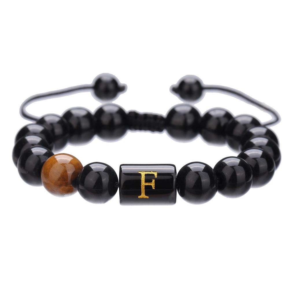 Black Diamond & Tiger Eye Beaded Adjustable Couple Bracelet - Men's Jewelry