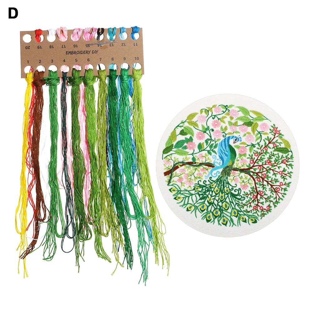 DIY Flowers Plants Pattern Embroidery Set Needlework Tools for  Beginner Embroidery Round Cross Stitch Needlework Sewing Crafts