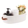 Natural Cotton Rope Oval Storage Basket Featuring Sturdy Leather Handles For Home Use
