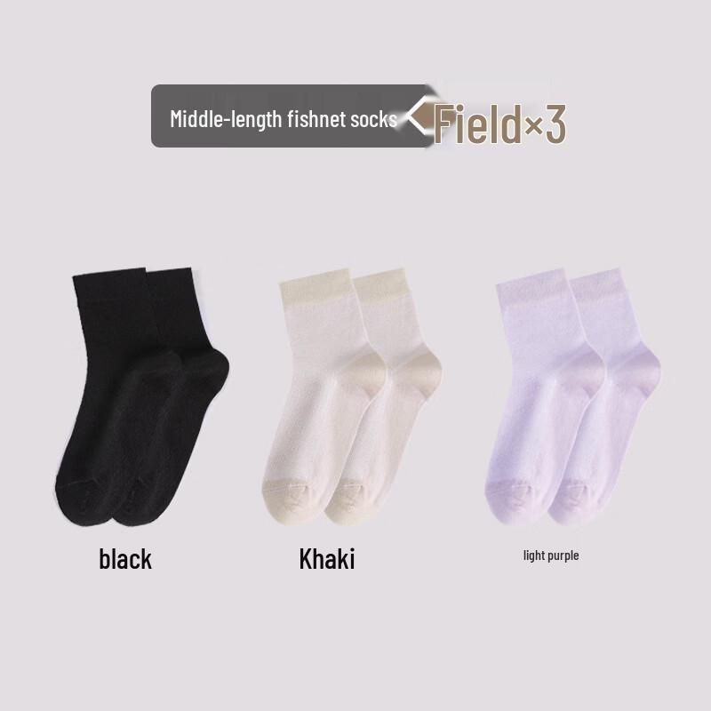 LangSha Women s Breathable Cotton Mid-Calf Socks, 3-Pair Pack