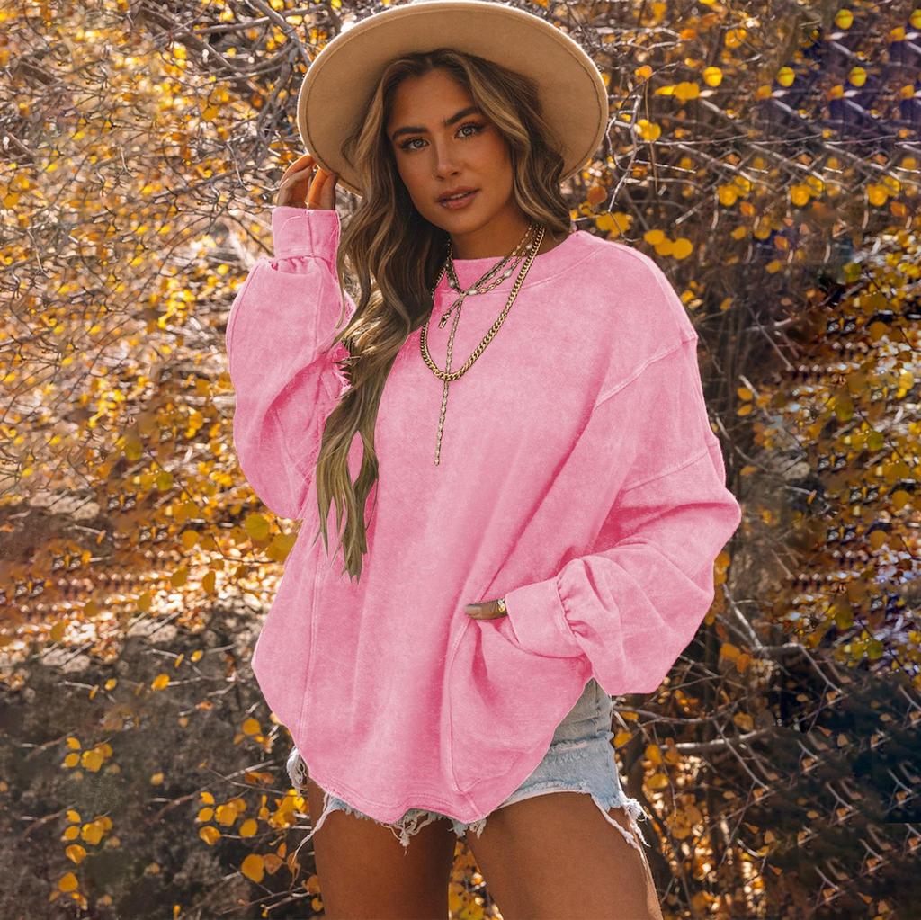 Women's Oversized Crewneck Sweatshirts Criss Cross Twist Back Long Sleeve Tops Casual Pullover Backless Sweatshirt