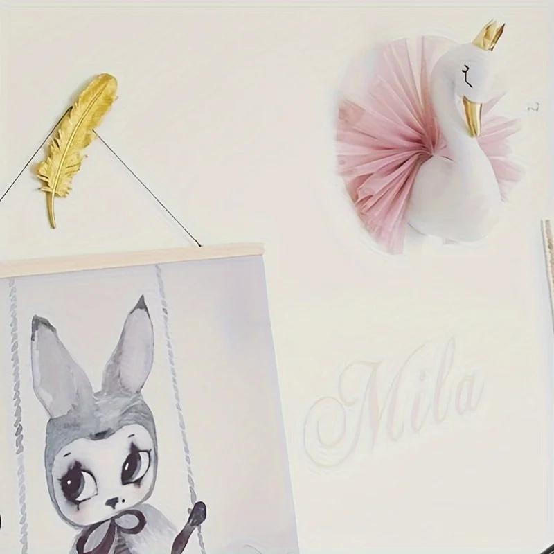 Crown Swan Animal Head Wall Decoration Doll - Princess & Children's Room Decor Perfect for Photographic Backdrop & Home Ornament