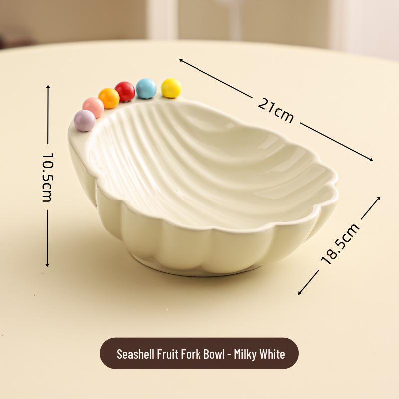 Ceramic Fruit Bowl & Stainless Steel Fruit Fork Set
