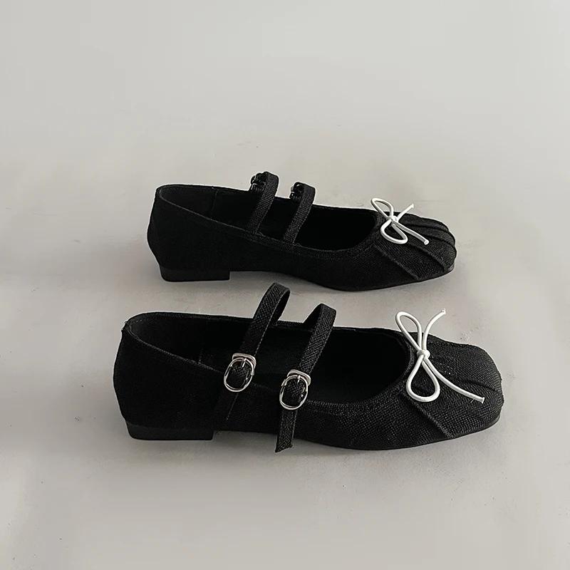 Square Toe Women Shoes Fashion Shallow Butterfly-knot Shoes 2025 Spring Ladies Elegant Dress Slip On Shoes