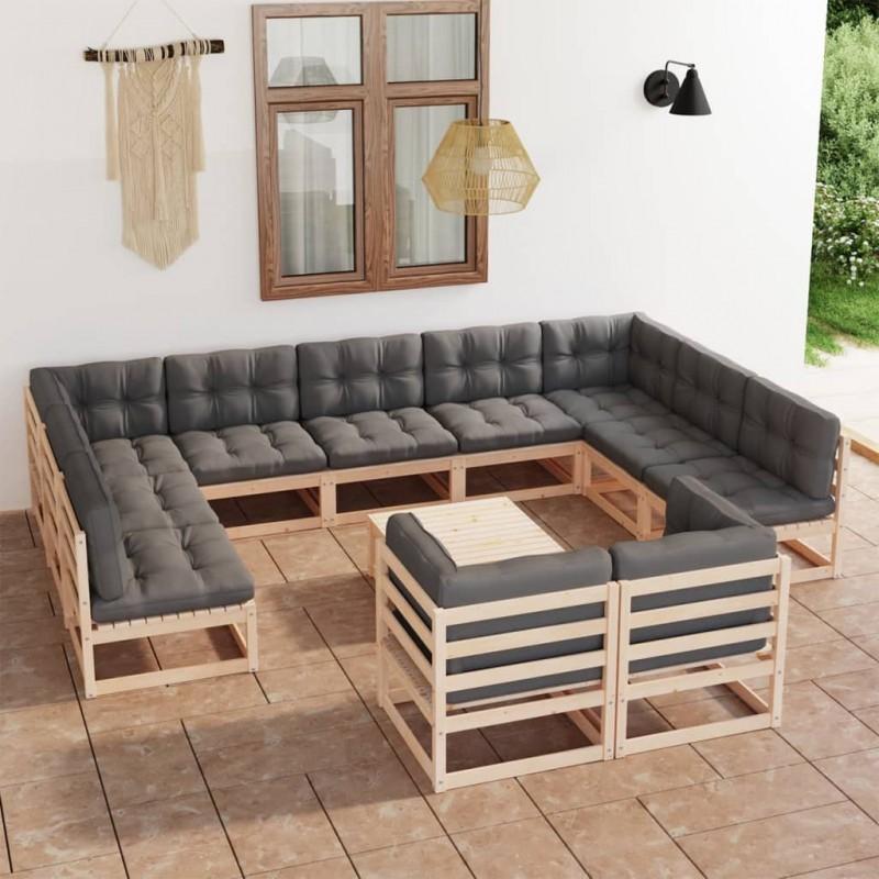 Day and Night - Day and Night Garden Furniture Set 12 Pieces and Cushions Solid Pine Wood