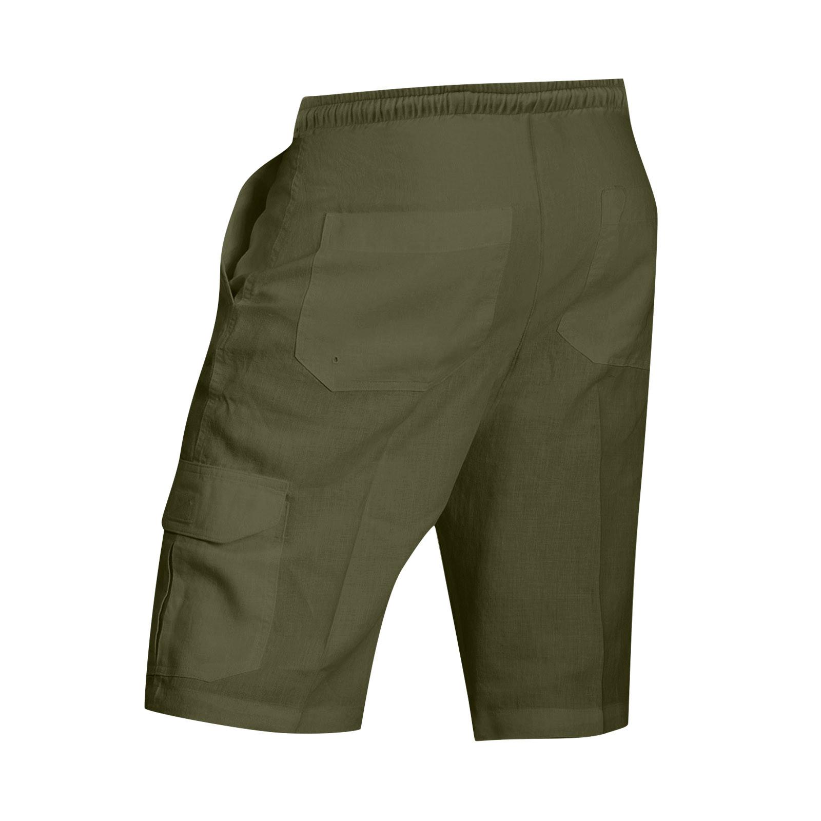 Мужские спортивные хлопковые льняные повседневные свободные шорты Повседневные пижамы — фото 4