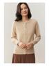 Women's Autumn Cashmere Round Neck Lace Knit Cardigan Sweater - Korean Style, Solid Color, Outerwear Option