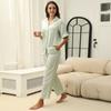 Plus Size Women's Summer Short Sleeve Trousers Stretch Comfortable Home Wear Pajamas Set