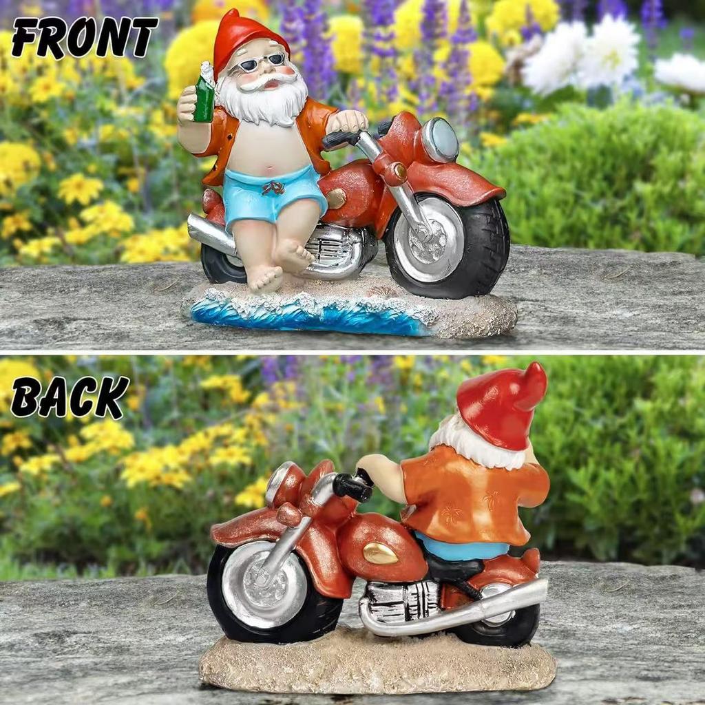 American-style Motorcycle Dwarf Summer Decorative Courtyard Home Resin Handicrafts, Cute Living Room Ornaments