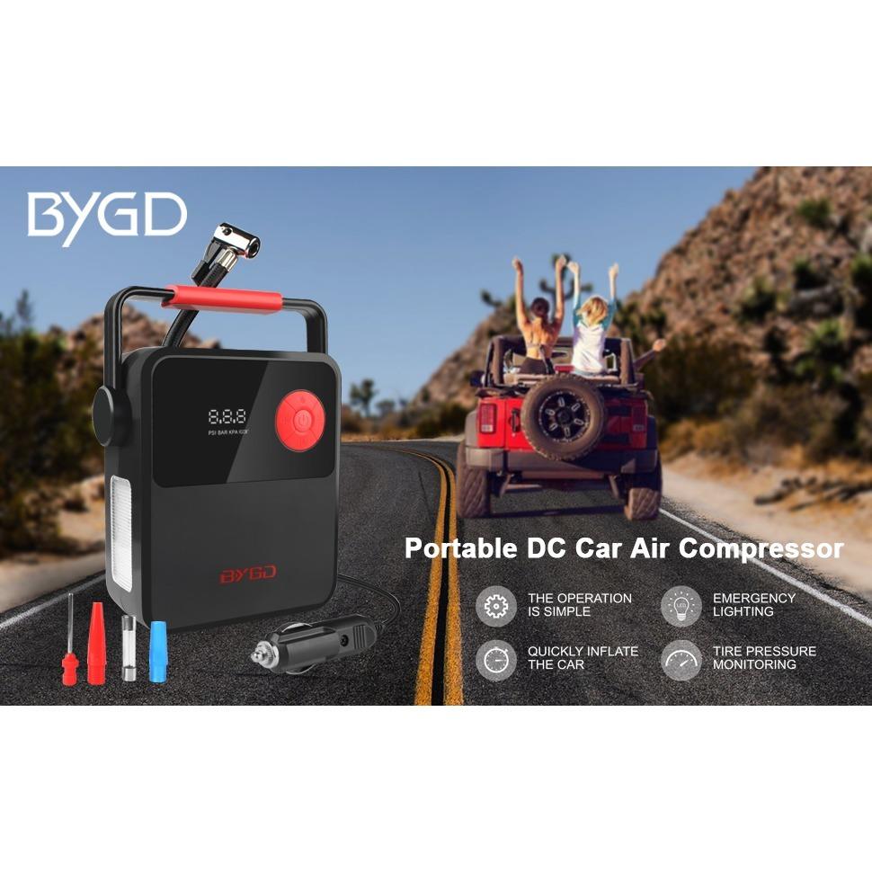 Compresor de aer pentru pneuri, DC 12V portabil pentru mașină, pompă digitală pentru anvelope cu mâner portabil și lumină LED pentru anvelope auto și alte bărci gonflabile