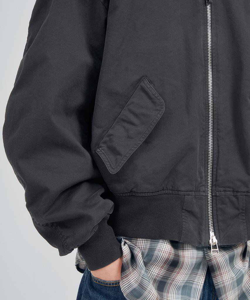 Intempomood Washed Canvas Flight Jacket_Smoke Charcoal