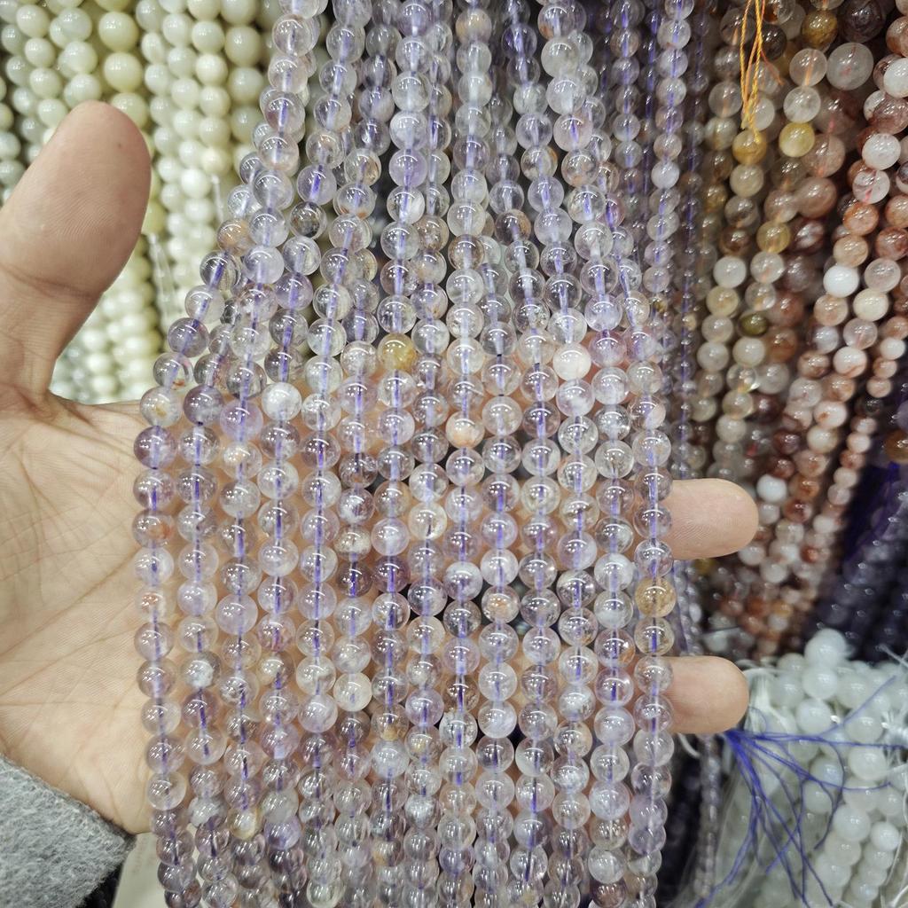 Purple Series Amethyst & Super Seven Crystal Beads: Round, Natural Stone, DIY Jewelry Accessories