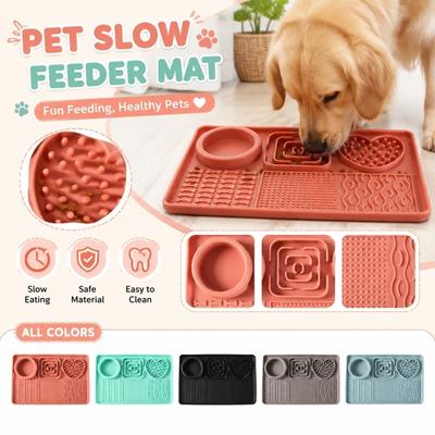 Slow Feeder Dog Bowl Mat Silicone Pet Feeding Tray Non Slip Durable Design for Preventing Choking and Promoting Healthy Eating Habits