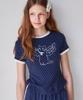 Loginaenloji Angel Cat Dot Ringer T-Shirt Navy