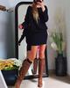 2024 Autumn European & American Style Solid Color One-Shoulder Long-Sleeved Dress