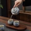 Ru Kiln Ceramic Entwined Lotus Tea Set