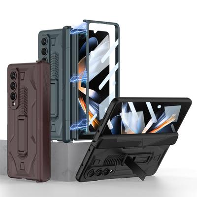 מארז שריון מתקפל מגנטי לסמסונג גלקסי Z Fold 4 5 גרם עם תושבת כיסוי הגנה מלא נגד נפילה נגד זעזועים