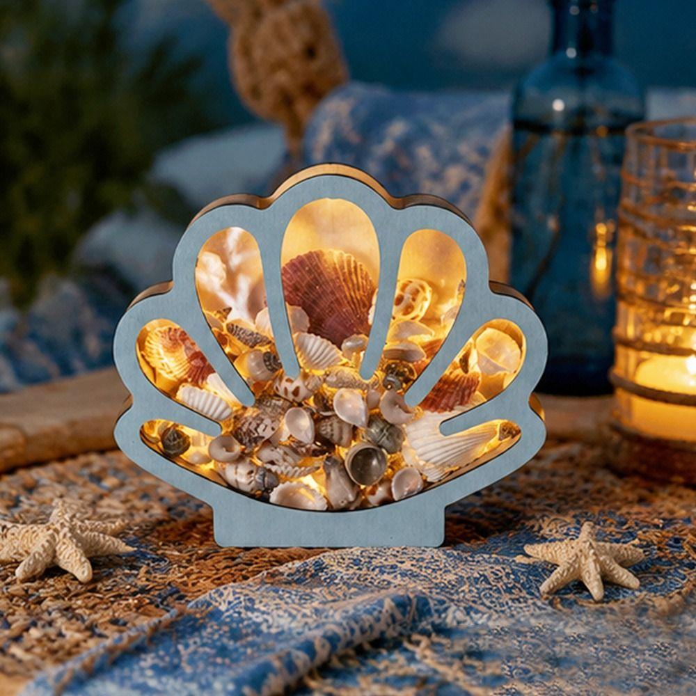 Dust-proof Seashell Display Box Wooden Shell Storage Box Display Organizer Box  Decorative Storage