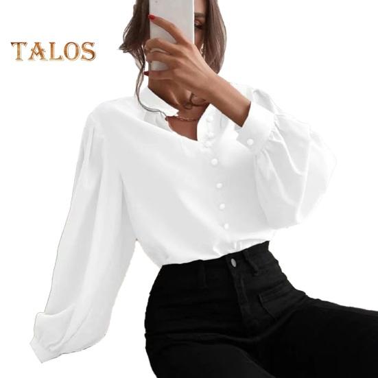 

Женская рубашка с воротником-стойкой и длинным рукавом, однобортная рубашка, однотонная, свободного кроя, повседневная рубашка L