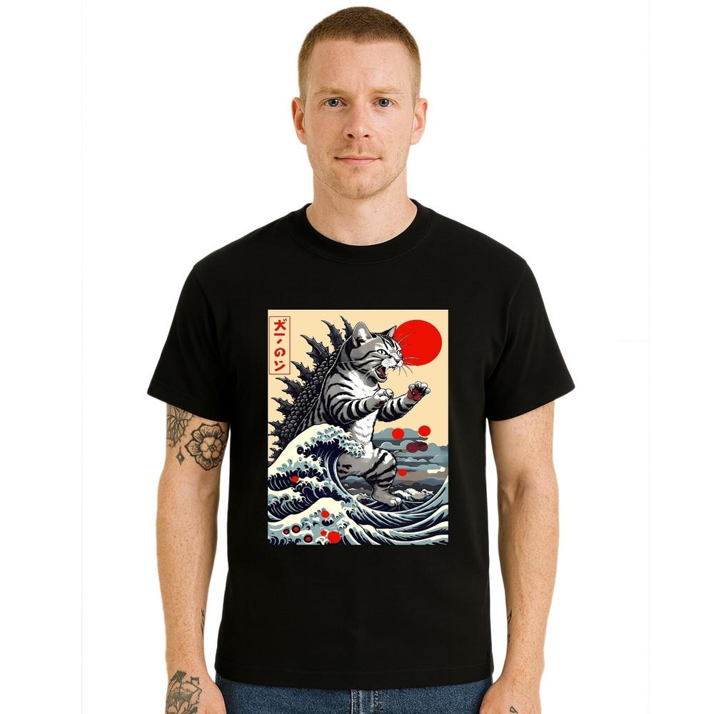 

Catzilla Cat Japanese Funny Tshirt for Men Funny Joke Novelty Gift Tee Top Unisex T-Shirt S
