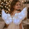 Fancy Dress Feather Wings LED Light Up Angel Costume for Kids, Holiday Accessories Glowing Fairy Wings, Halloween Cosplay Party Performance