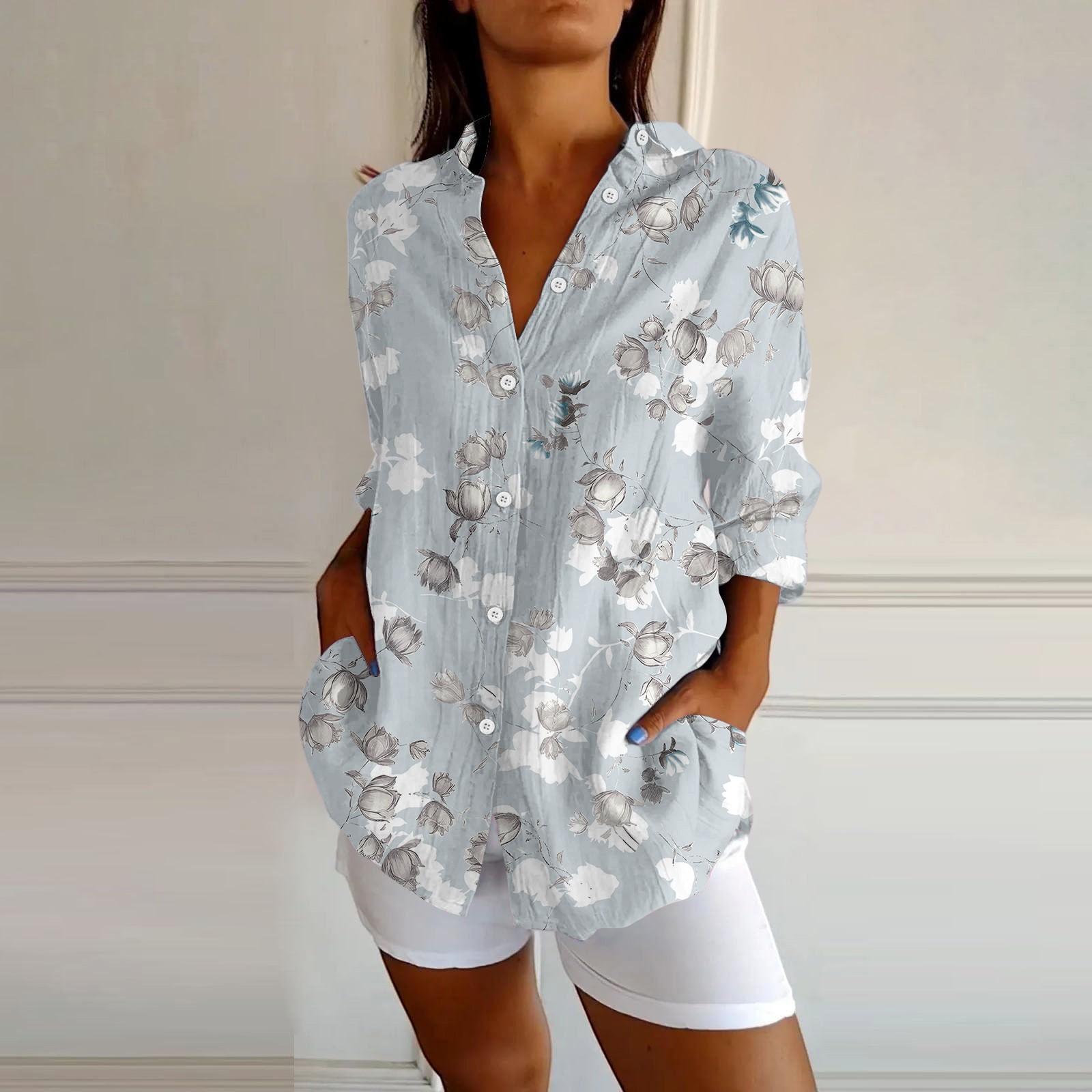 

Женские рубашки на пуговицах из хлопка и льна с длинным рукавом, повседневные летние топы, рабочие блузки XL бежевый