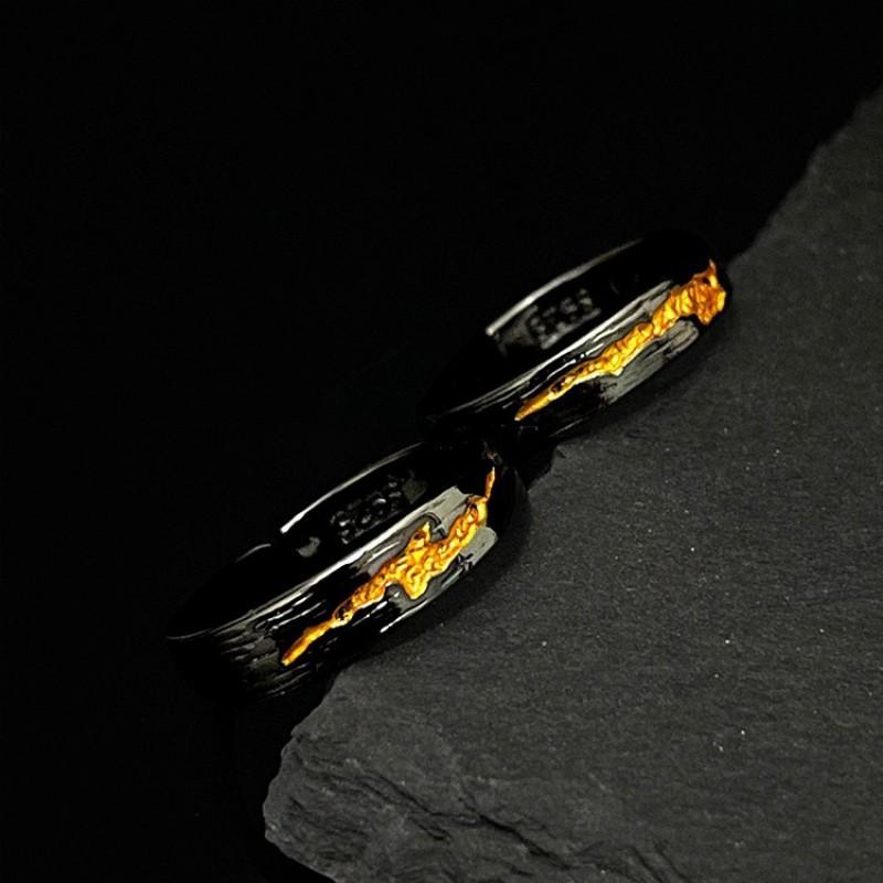 Minimalist Black Oxidized Geometric Ring With Eight-Point Star Design Adjustable Unisex Couple Jewelry