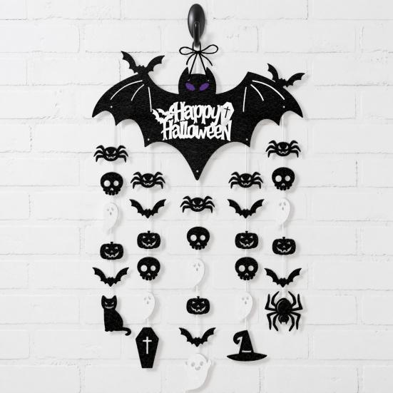 Party Atmosphere Accents Happy Halloween Bat Hanging Door Sign, Spooky Skull Spider Paper Festive Holiday Supplies Ornament, Large Wall Hanger
