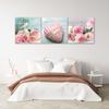 Set of Three Pictures Canvas Print Heart Roses Flowers