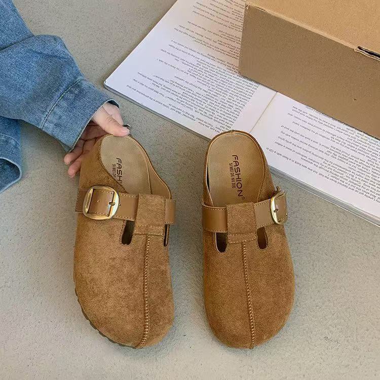 Inner Height Increase 5CM2025 Spring and Autumn New One-pedal Women's Muffin Thick Bottom Height Increase Bag Head Drag Outer Wear Boken Slippers