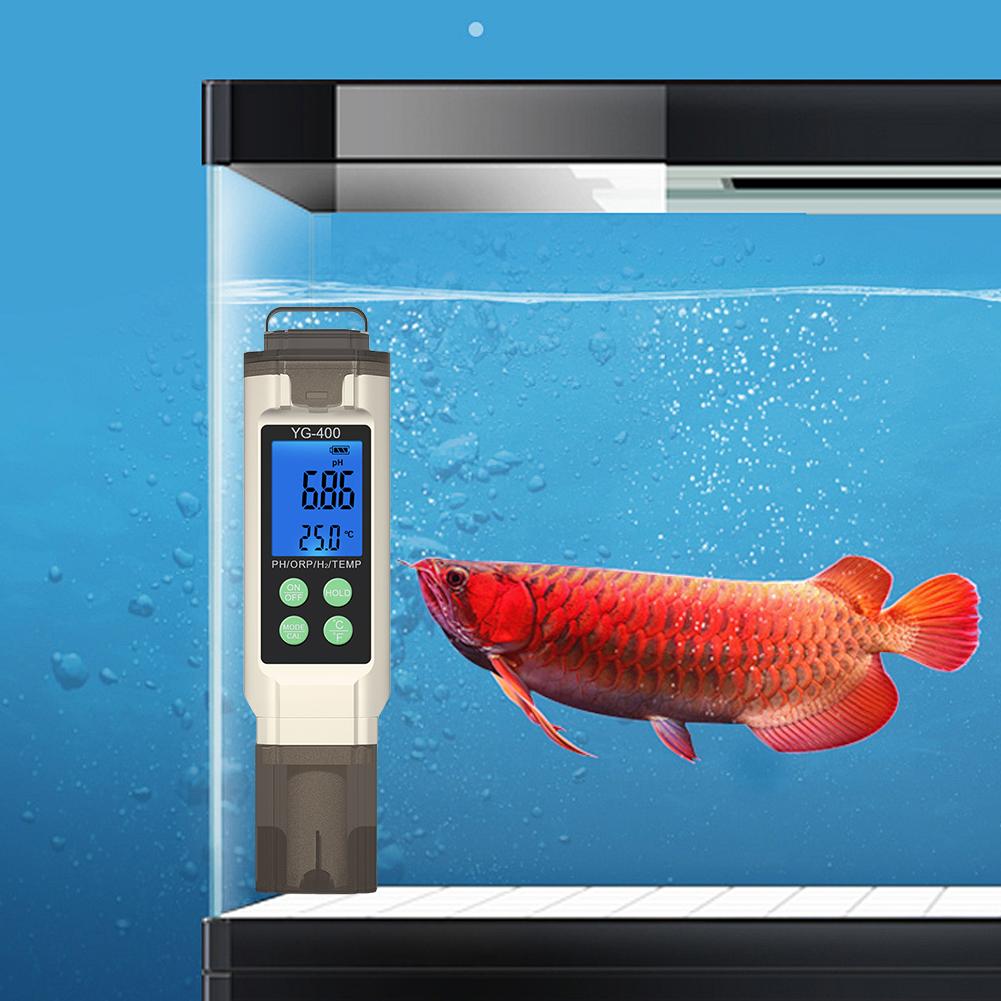 4 in 1 Water Quality Tester ORP/H2/PH Temperature Meter Portable Water Tester for Drinking Water Hydroponics Aquariums Pools