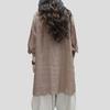 Vintage Summer Women's Cotton Linen Blouse Embroidered Loose Oversized Shirt Round Neck T-Shirt