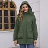 Damen Casual, Stilvoll, Abnehmbare Kapuze, Winddicht, Warme Wanderjacke, Winddichter Mantel, Baumwollmantel