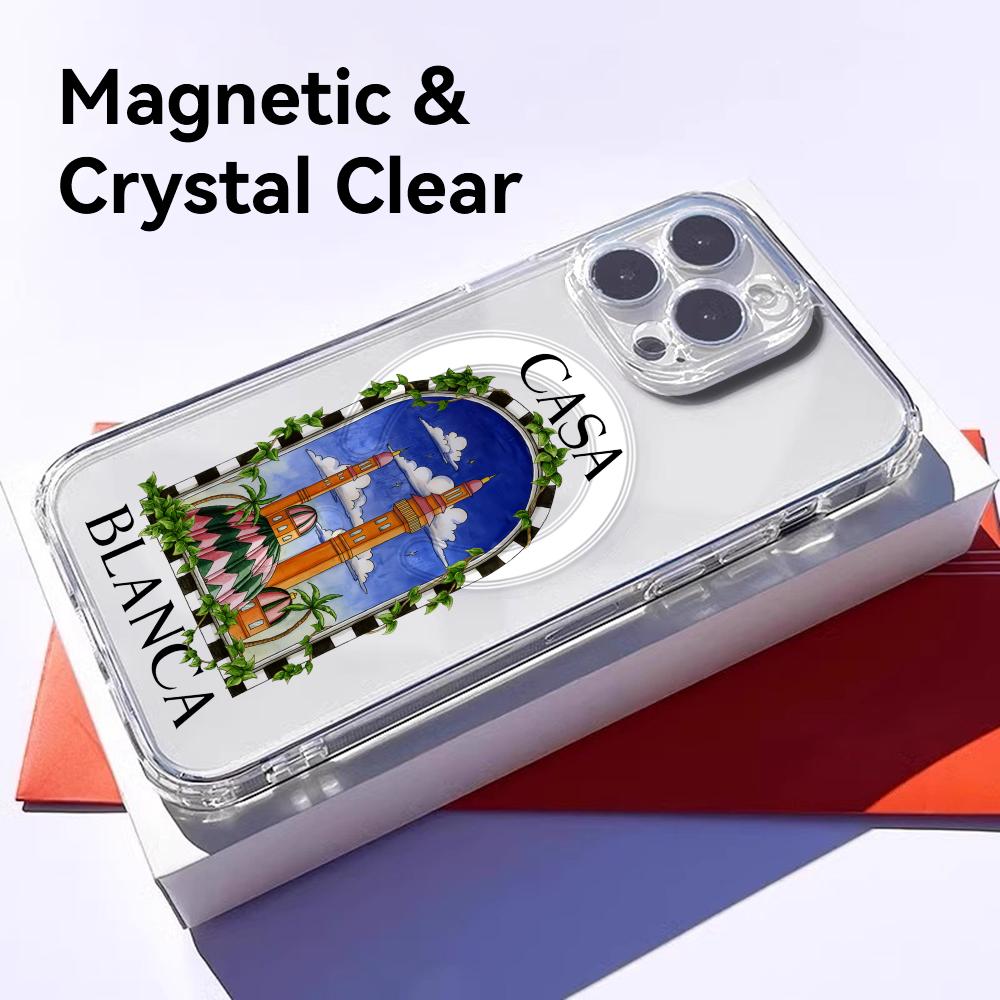 Casablanca Art Handyhülle Für iPhone 17 16 15 14 13 12 Pro Max Plus Mit Magnetischer Kristallklare Hülle Kabelloses Laden
